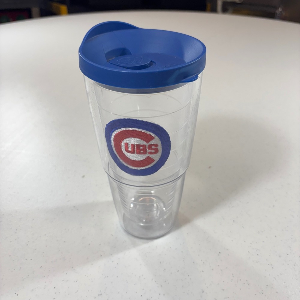 Tervis Chicago Cubs MLB Insulated Tumbler 24oz Clear Blue Travel Mug Lid Patch